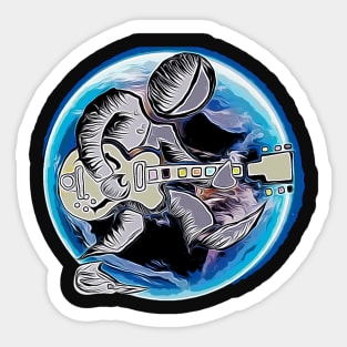 Guitar Player Rocks out on the Guitar Sticker